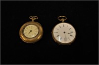 Lot, 2 open face pocket watches: