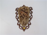 18" Victorian Walnut & Needlepoint wall pocket