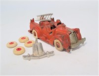 6.5" Iron fire truck with broken bumper -