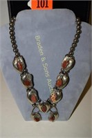 NATIVE AMERICAN LADIES STERLING SILVER AND CORAL