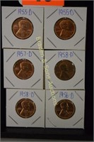 GROUP OF 6 HIGH QUALITY 1955-D THRU 1958-D