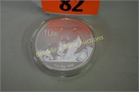 CHINESE 2012 ONE OUNCE SILVER PANDA, PROOF QUALITY