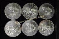 GROUP OF 6 BRILLIANT UNCIRCULATED 2012 SILVER