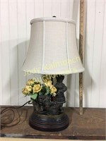 Antique metal base lamp- pipe/match holder