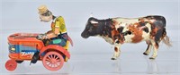 GERMAN Tin Windup COW & FUNNY HARRY TRACTOR