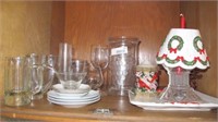 Glassware assorted + small plates + decorated