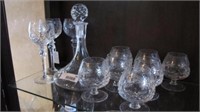 Rogaska Gallia crystal decanter + 3 long stemmed