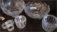Glass bowls (cut glass) (2 lg 1 sm) +