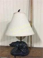 Grizzly bear table lamp with fish finial
