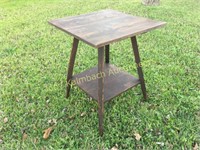 Antique wooden 30" square tapered leg side table