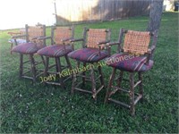 4 Solid wood cabin style bar stools