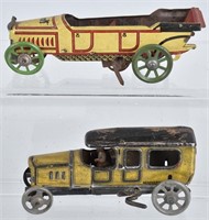2- GERMAN WINDUP PENNY TOY CARS