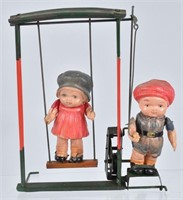 JAPAN Celluloid Windup CHILDREN ON SWING