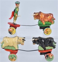 2- JAPAN Tin Windup BULL TOYS