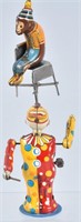 TPS Tin Windup CLOWN & MONKEY IN CHAIR