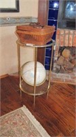 Side table with top and bottom glass shelves