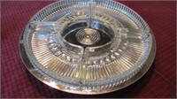 Four glass compartment serving tray with round