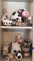 Large ceramic collection of cow Decor, as well as