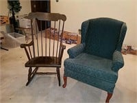 Rocking chair and a wingback chair overall good