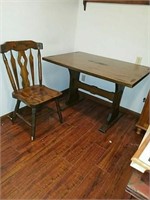 Country farmhouse style table with one chair