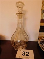 13" glass decanter with cut design
