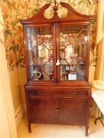 Duncan Phyfe style broken arch china cabinet,
