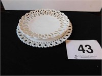 Milk glass plates - 8" rare "101" - 7" "H" border