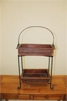 Wrought iron wooden stand