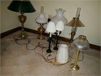 7 assorted lamps various sizes various shapes