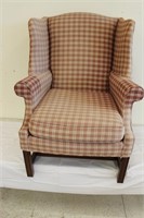 Plaid wing back chair, William Alan Inc.
