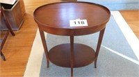Small oval side table, inlaid design, 21" x 26"