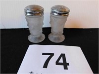 Three Face, pair salt and pepper shakers, has