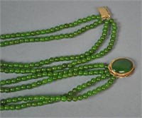 4-STRAND JADE BEADED NECKLACE WITH GOLD CLASP