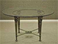 ALUMINUM & GLASS TOP DINING TABLE