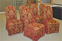 SET (6) UPHOLSTERD & SKIRTED PARSONS DINING CHAIRS