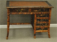 VINTAGE BAMBOO CHINOISERIE DECORATED DESK