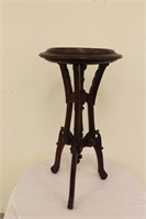 Marble top walnut plant stand