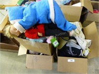 3 boxes - stuffed animals and clothing mostly chil