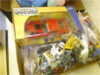 Box of Hot Wheels and other cars
