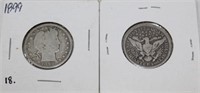 Two Barber Quarters  1-1899, 1-1902