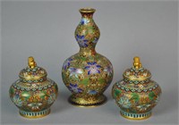 (3) PIECE CHINESE CLOISONNE GROUP