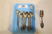 12 Silver Platted Spoons  & Sugar Scoop
