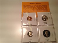 1Proof set of penny, nickel, dime and quarter,