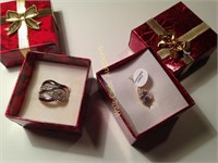 2 Rings - Gold Cubic Zirconia diamond ring size