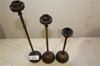 3 Brass Type Candle Stick Holders