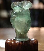 CARVED FLUORITE HEAD ON STAND