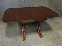 Double Pedestal Table with Three Leaves and Cover