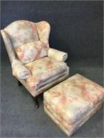 Floral Sunroom Chair with Ottoman