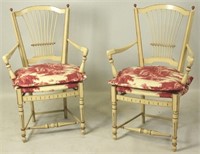 PAIR OF PAINTED COUNTRY FRENCH ARMCHAIRS