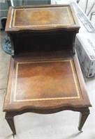 Vintage Leather & Wood Side Table